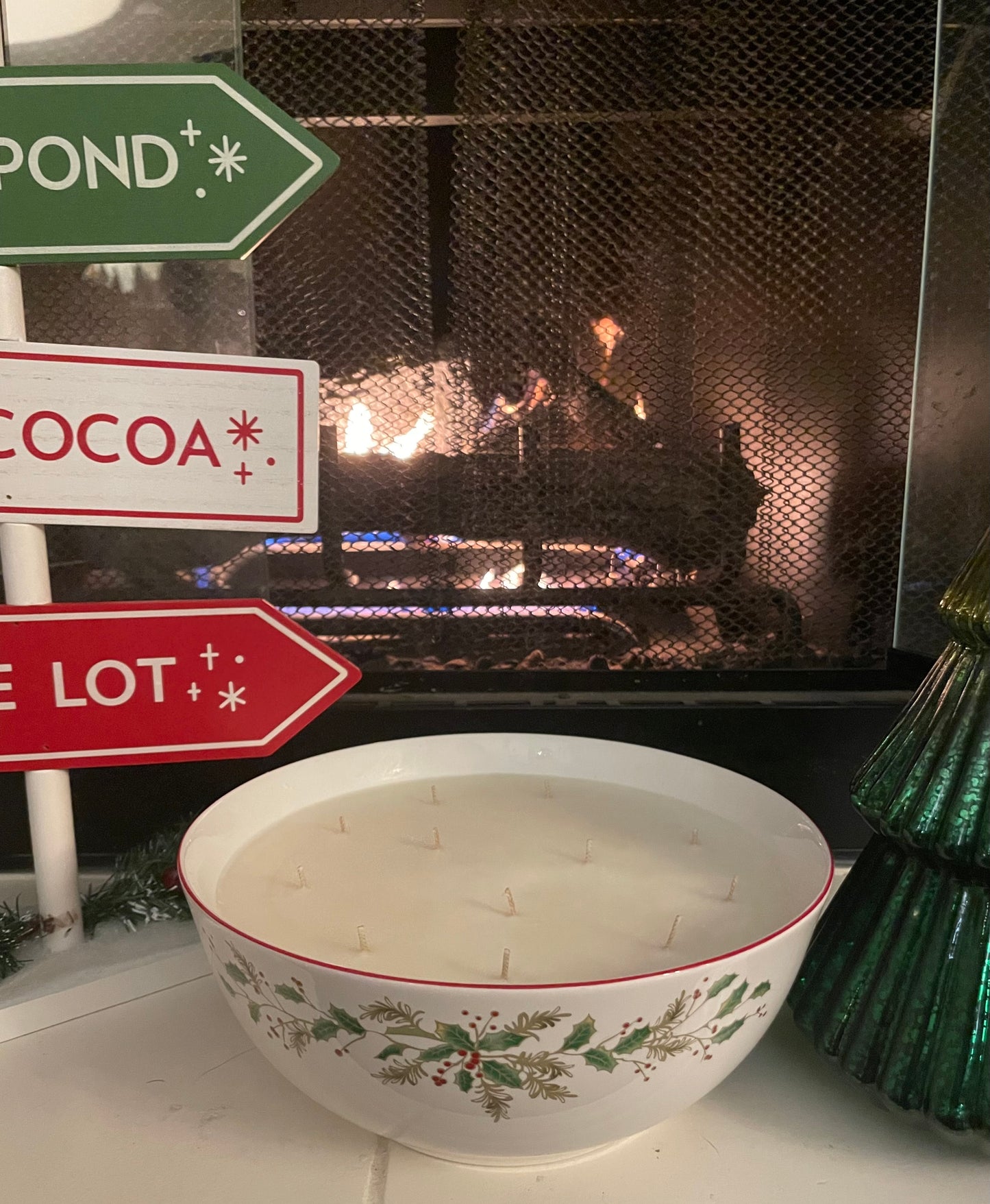 Holiday Bowl Candle in Apple Cinnamon Whiskey - 80 oz, 12-Wick
