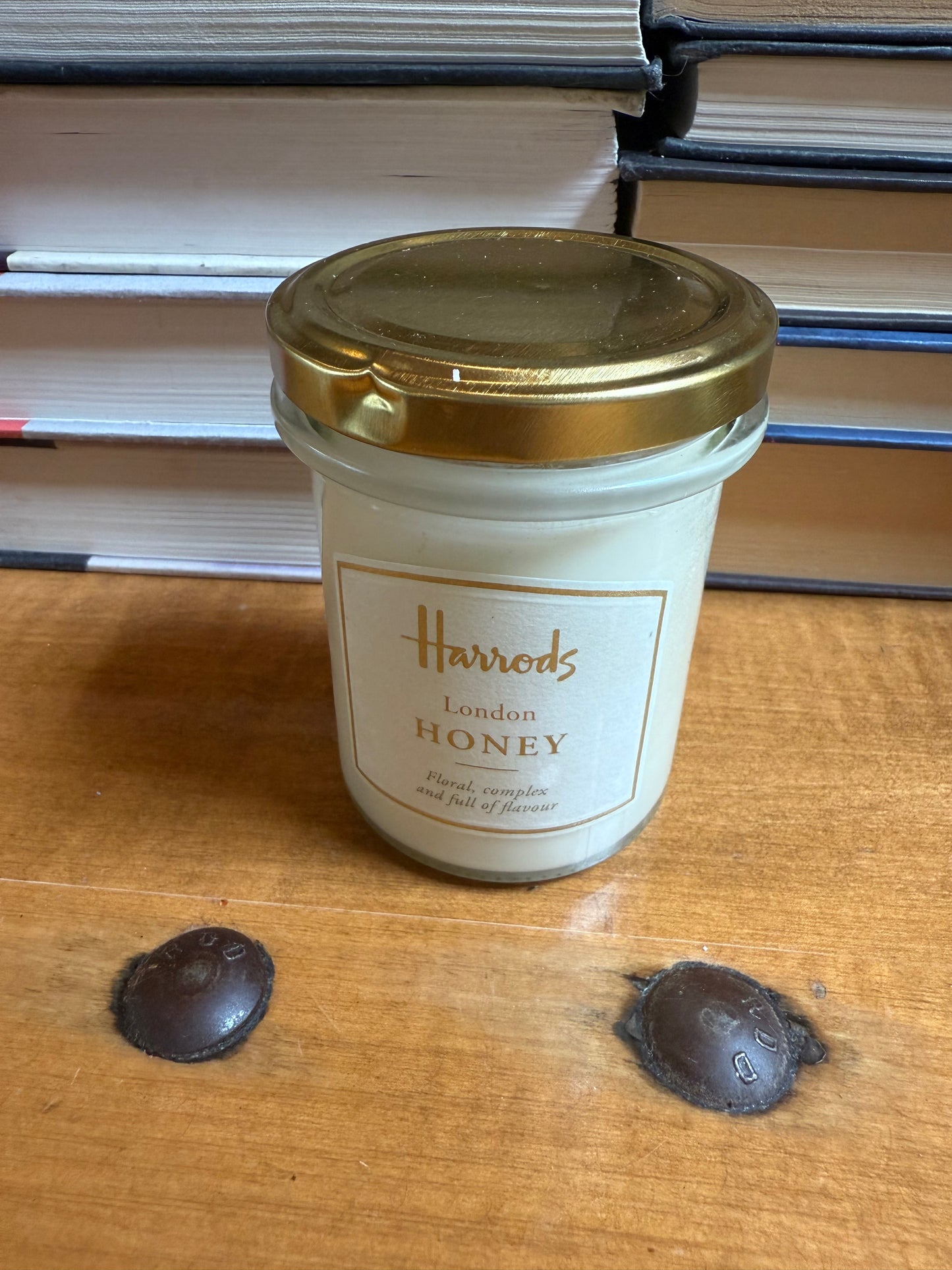 Spiced Honey and Tonka Bean candle - 6 oz - genuine Harrods Honey Jar with original labels