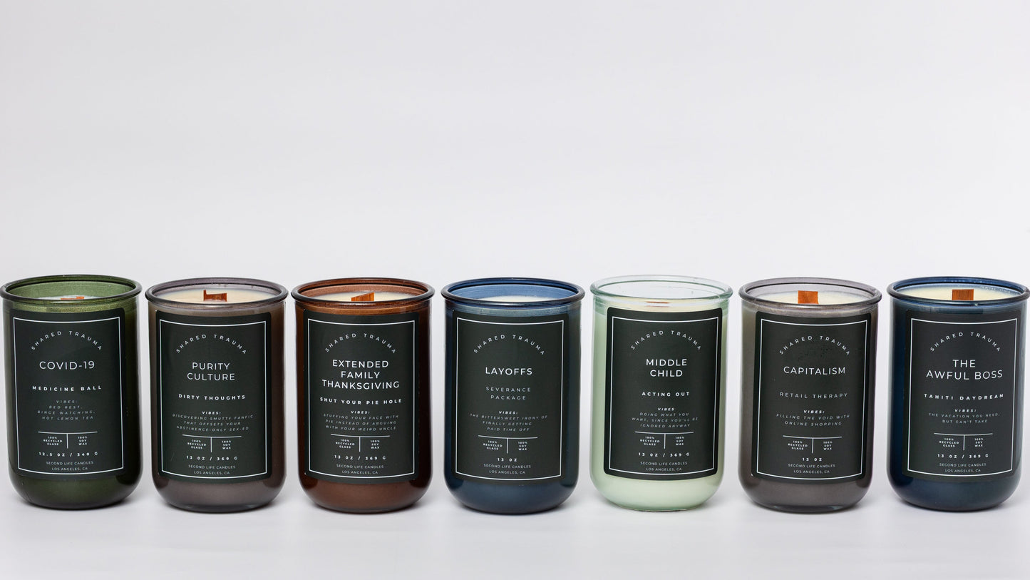 Shared Trauma Candles - Middle Child - 13 Oz Crackling Wood Wick - Ginger & Saffron