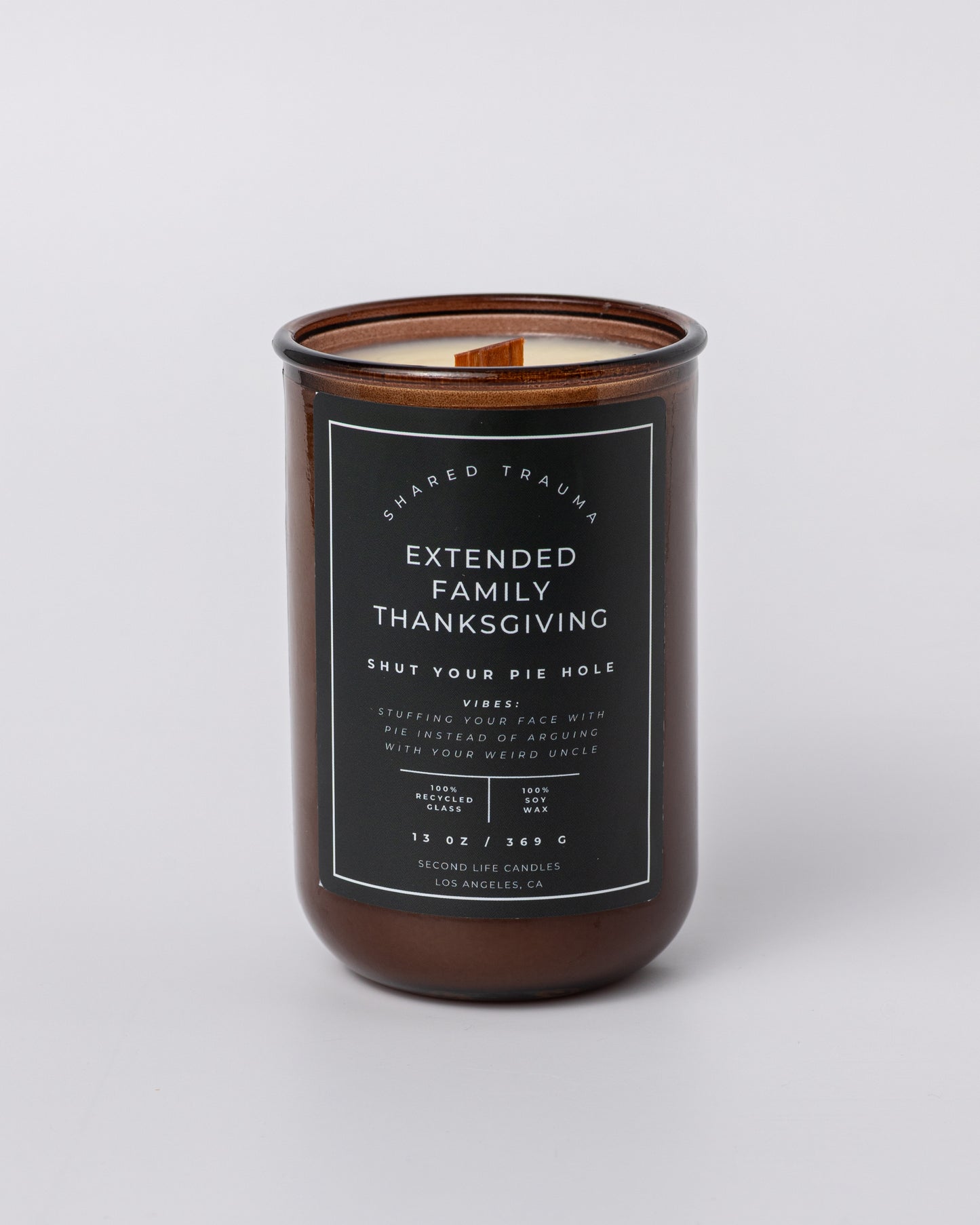 Shared Trauma: Extended Family Thanksgiving Candle - 13 oz, Crackling Wood Wick
