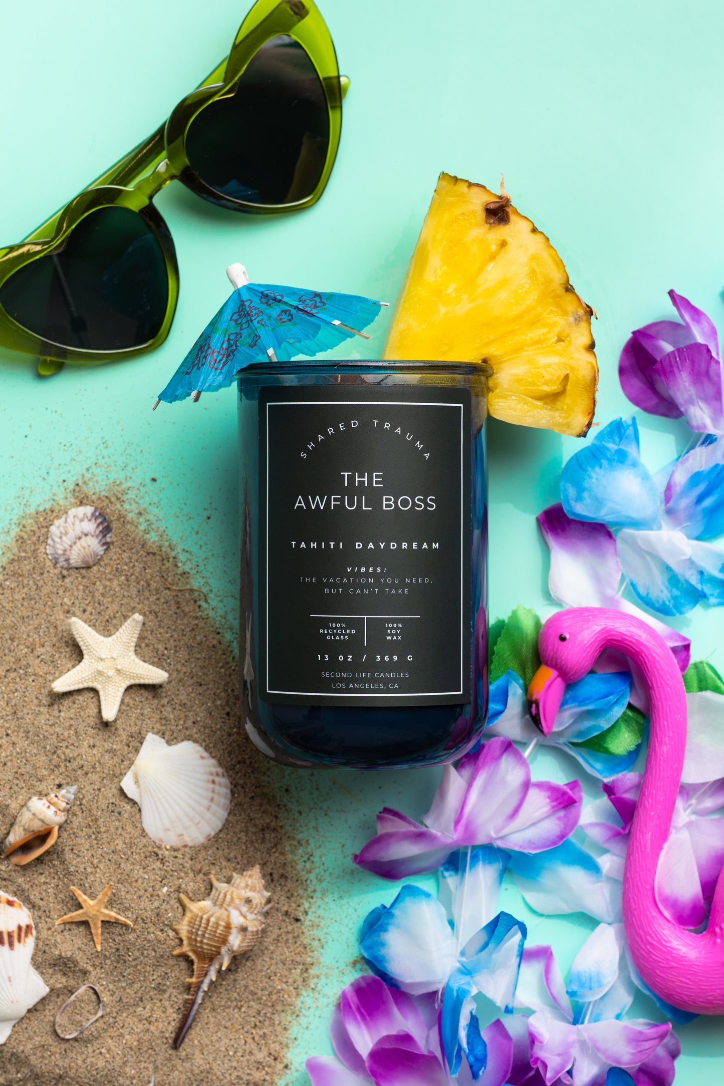 Shared Trauma Candles - The Awful Boss - 13 Oz Crackling Wood Wick - Mint Mojito & Pineapple