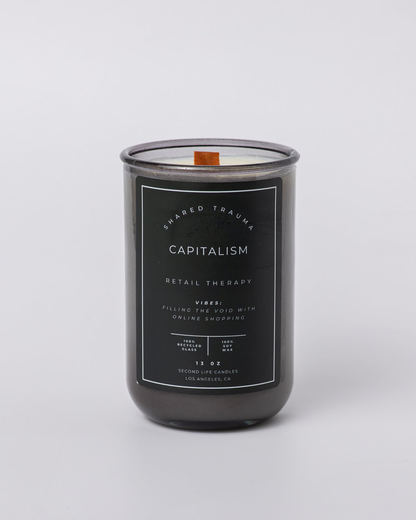 Shared Trauma Candles - Capitalism - 13 Oz Crackling Wood Wick - Tulips & Gardenia