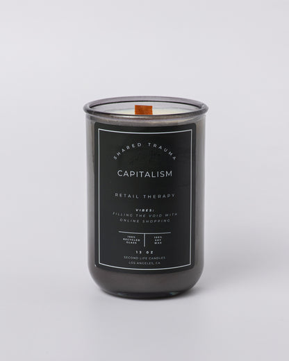 Shared Trauma Candles - Capitalism - 13 Oz Crackling Wood Wick - Tulips & Gardenia