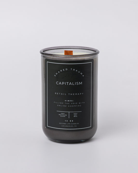 Shared Trauma Candles - Capitalism - 13 Oz Crackling Wood Wick - Tulips & Gardenia