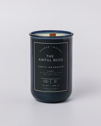 Shared Trauma Candles - The Awful Boss - 13 Oz Crackling Wood Wick - Mint Mojito & Pineapple