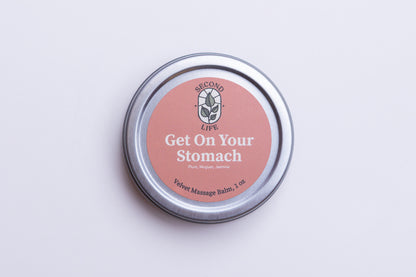 Velvet Massage Balm - Get On Your Stomach: Fresh Plum and Jasmine - 1 oz tin