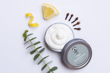 Velvet Massage Balm - The Rubdown: Eucalyptus, Lemon, Clove - 1 oz tin