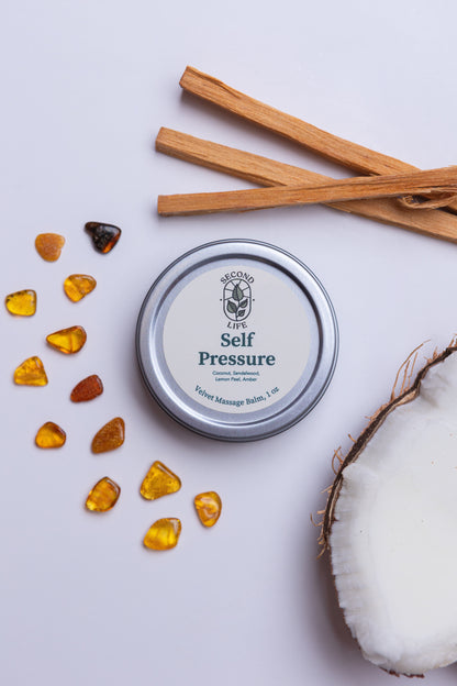 Velvet Massage Balm - Self Pressure: Coconut & Sandalwood - 1 oz tin