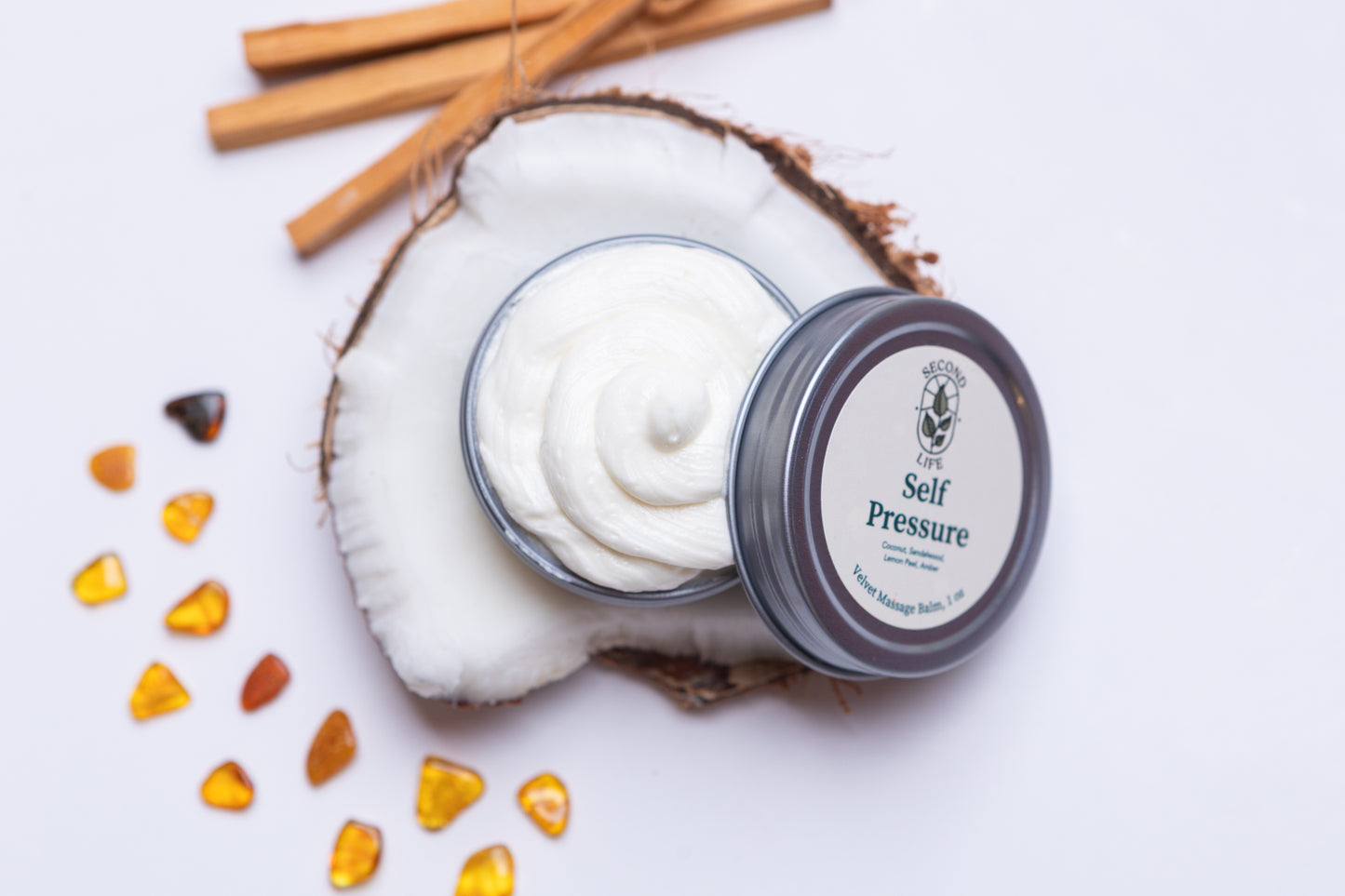 Velvet Massage Balm - Self Pressure: Coconut & Sandalwood - 1 oz tin