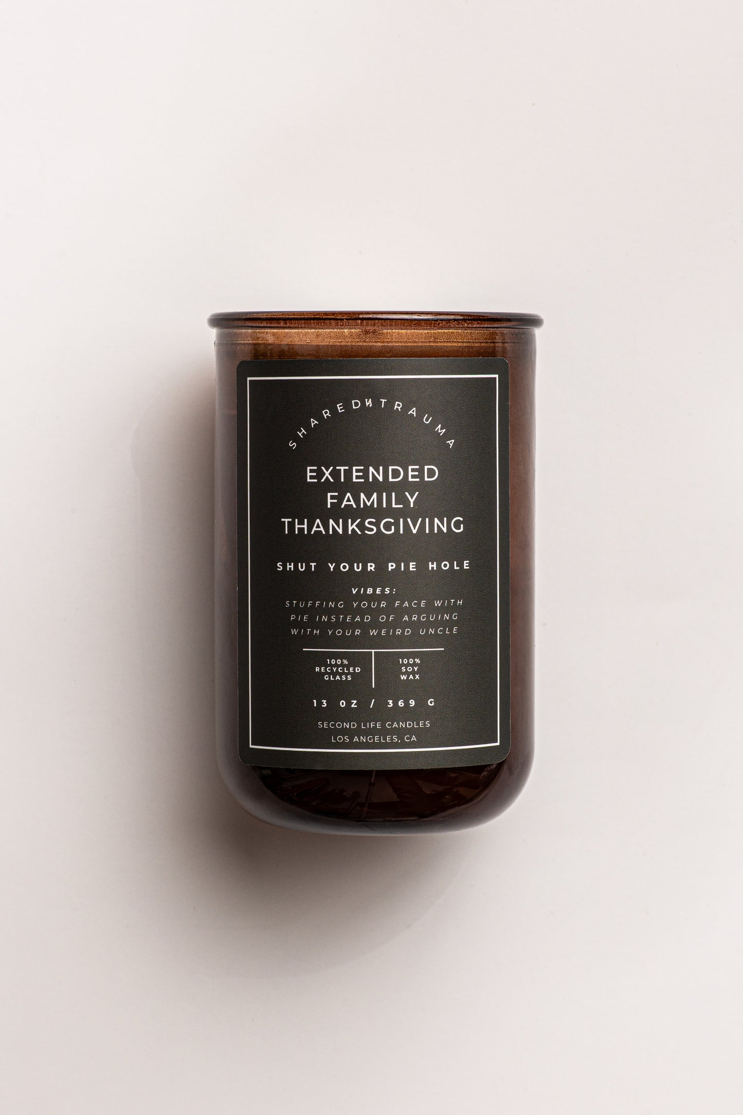 Shared Trauma: Extended Family Thanksgiving Candle - 13 oz, Crackling Wood Wick