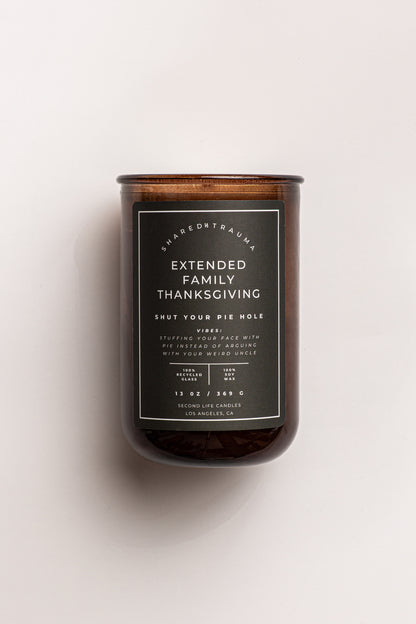 Shared Trauma: Extended Family Thanksgiving Candle - 13 oz, Crackling Wood Wick
