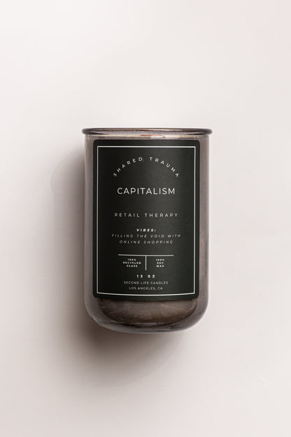Shared Trauma Candles - Capitalism - 13 Oz Crackling Wood Wick - Tulips & Gardenia