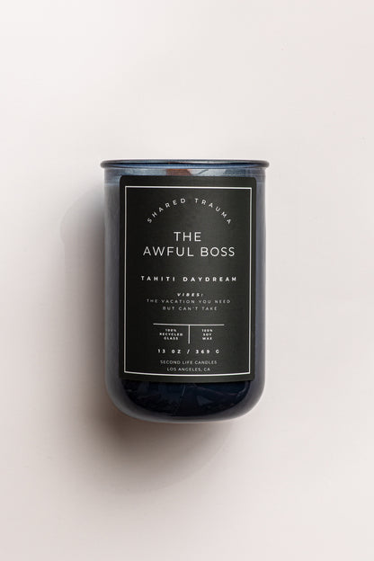 Shared Trauma Candles - The Awful Boss - 13 Oz Crackling Wood Wick - Mint Mojito & Pineapple