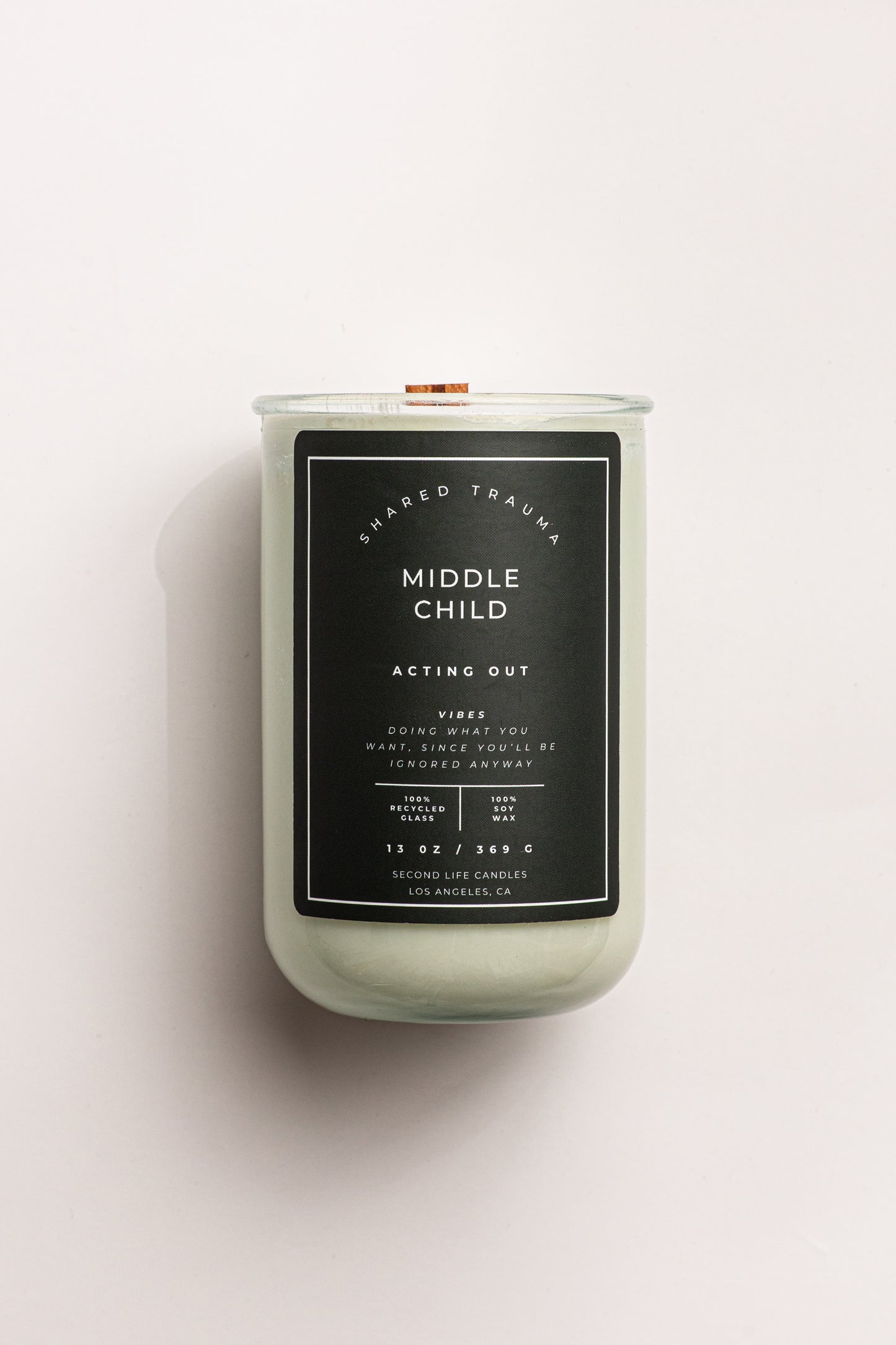 Shared Trauma Candles - Middle Child - 13 Oz Crackling Wood Wick - Ginger & Saffron